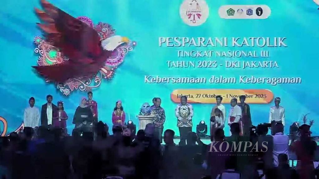 Pembukaan Pesta Paduan Suara Gerejani atau Pesparani Katolik Tingkat Nasional III di Beach City International Stadium Pantai Carnaval Ancol, Jakarta, Sabtu (28/10/2023). 