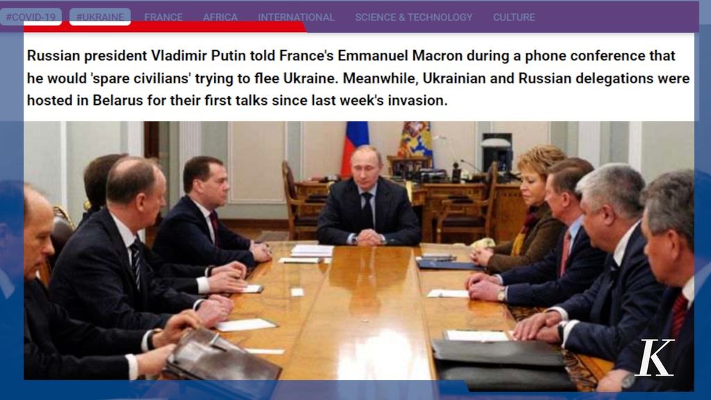 Presiden Rusia Vladimir Putin mengungkap sejumlah hal yang menjadi syarat mengakhiri invasi di Ukraina. Hal ini disampaikan Putin kepada Presiden Prancis Emmanuel Macron dalam sambungan telepon selama 90 menit seperti dikutip RFI pada Senin (28/2/2022).