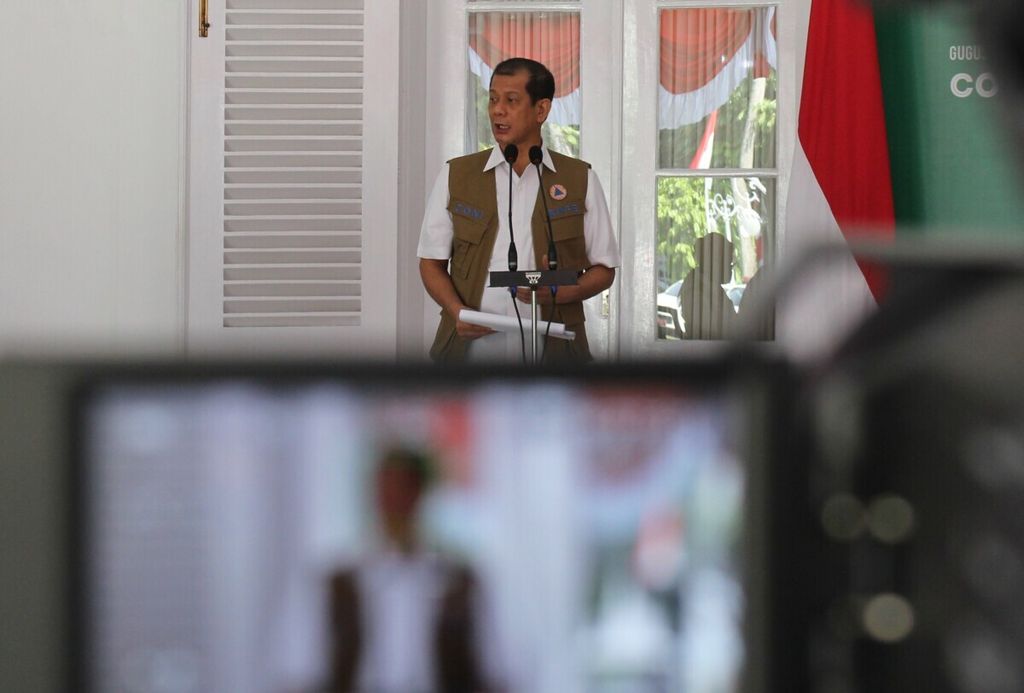 Doni Monardo saat menjabat Ketua Satuan Tugas Penanganan Covid-19 di Gedung Pakuan, Kota Bandung, Jawa Barat, Kamis (6/8/2020).