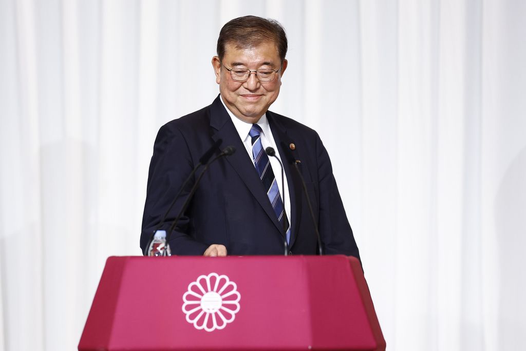 Mantan Menteri Pertahanan Jepang Shigeru Ishiba di Tokyo, Jumat (27/9/2024).