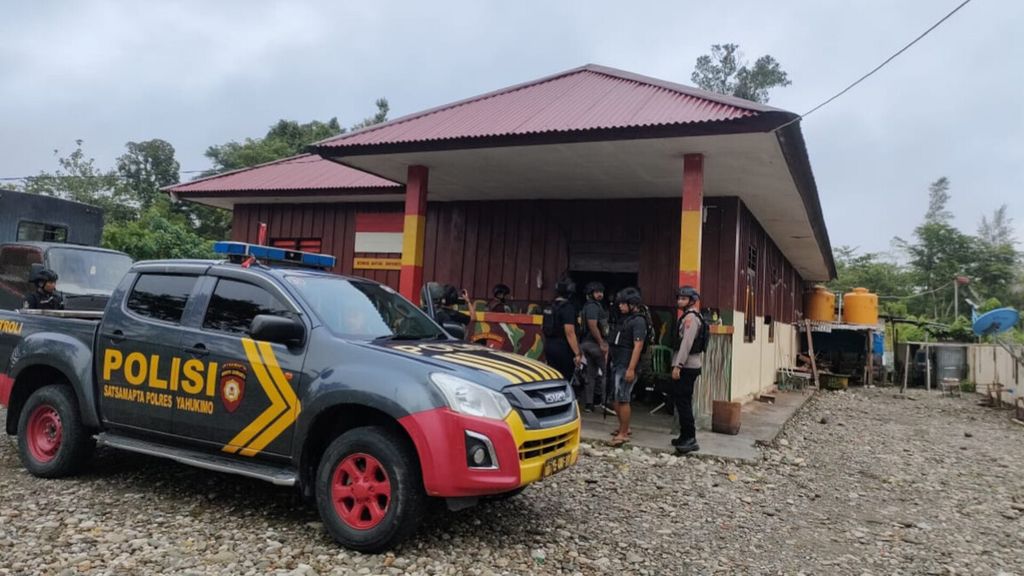 Pos Brimob di Distrik Deikai, Kabupaten Yahukimo, Papua Pegunungan, yang menjadi lokasi penembakan oleh kelompok kriminal bersenjata pada Sabtu (31/12/2022). Tak ada korban jiwa dan korban luka dalam peristiwa ini.