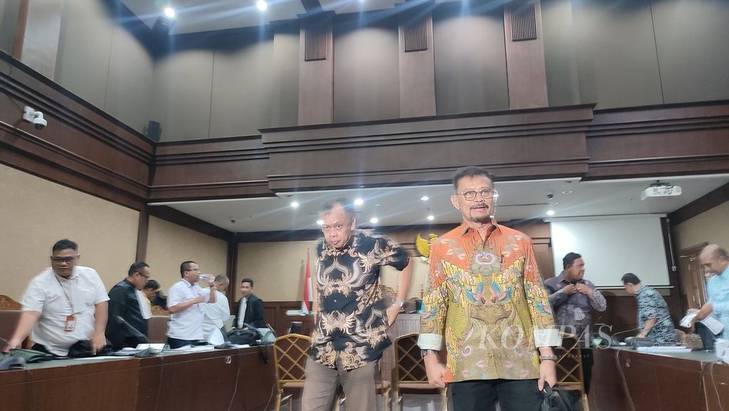 Bekas Menteri Pertanian Syahrul Yasin Limpo mengikuti sidang dengan agenda pemeriksaan saksi di Pengadilan Tindak Pidana Korupsi Jakarta, Rabu (8/5/2024). 