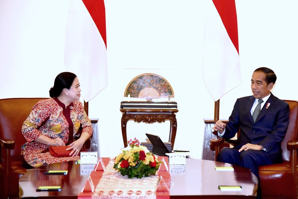 Presiden Joko Widodo menerima sejumlah delegasi MIKTA Speakers’ Consultation ke-9 di Istana Merdeka, Jakarta, Senin (20/11/2023).