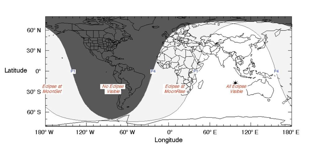 Seluruh daratan di bumi kecuali benua Amerika mengalami gerhana bulan penumbra 5 Mei 2023. Namun, tipe gerhana ini sulit diamati dengan mata telanjang.