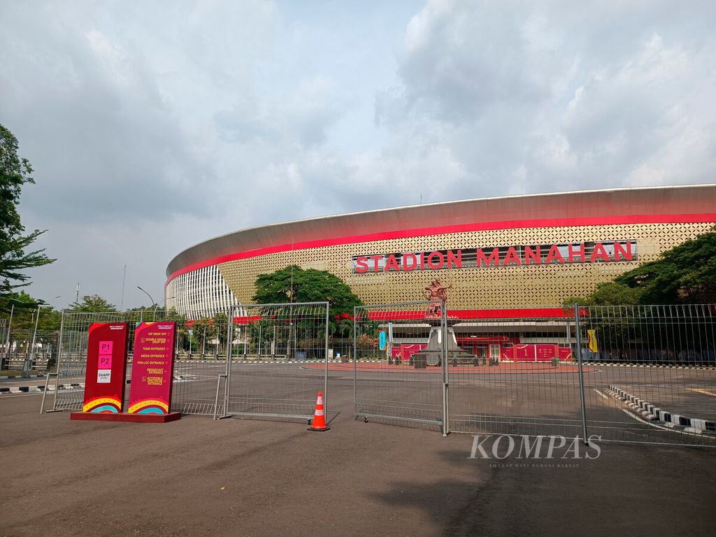 Salah satu sudut Stadion Manahan yang menjadi tempat pertandingan sepak bola pada ajang Piala Dunia U-17 2023 di Kota Surakarta, Kamis (9/11/2023). Stadion Manahan menjadi salah satu tempat pertandingan Piala Dunia U-17 tim yang masuk Grup B dan lokasi pertandingan semifinal hingga final.