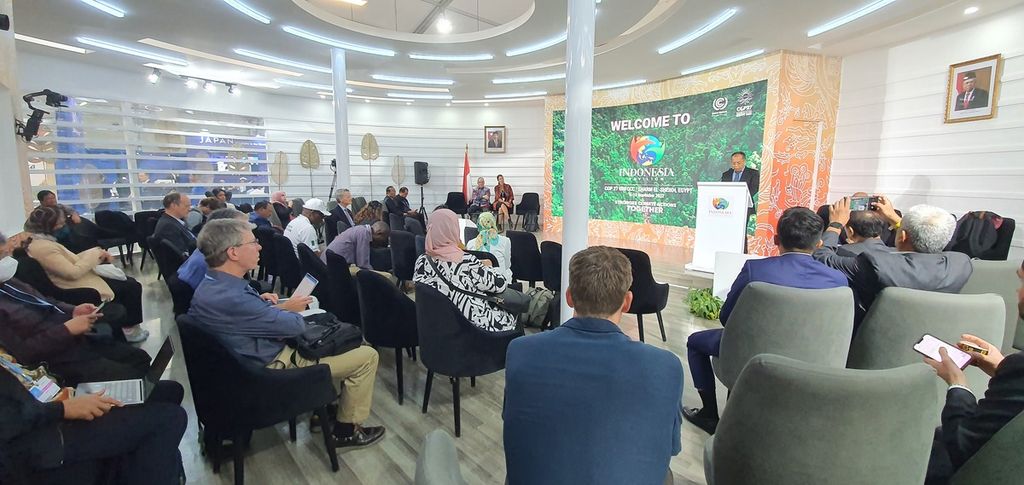 Seminars related to Indonesia's achievement of zero emissions target were held at the Indonesia Pavilion in COP 27, Sharm el Sheikh, Egypt on Tuesday (8/11/2022).