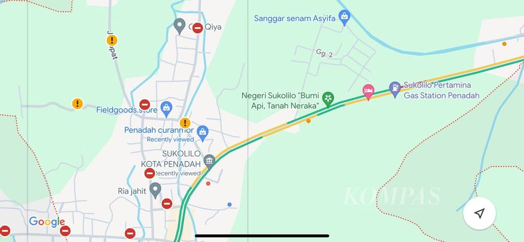 Tangkapan layar Google Maps di wilayah Kecamatan Sukolilo, Kabupaten Pati, Jawa Tengah, Minggu (23/6/2024). Sejumlah titik di kawasan itu ditandai warganet dengan penanda-penanda berasosiasi negatif.