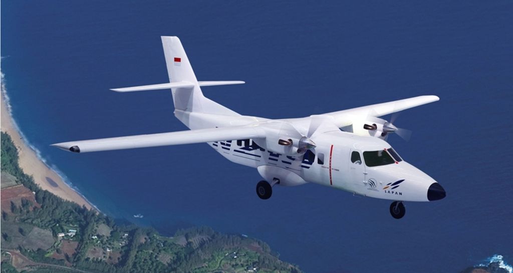 Purwarupa pertama pesawat N-219 yang dikembangkan Lapan dan PT Dirgantara Indonesia (DI).