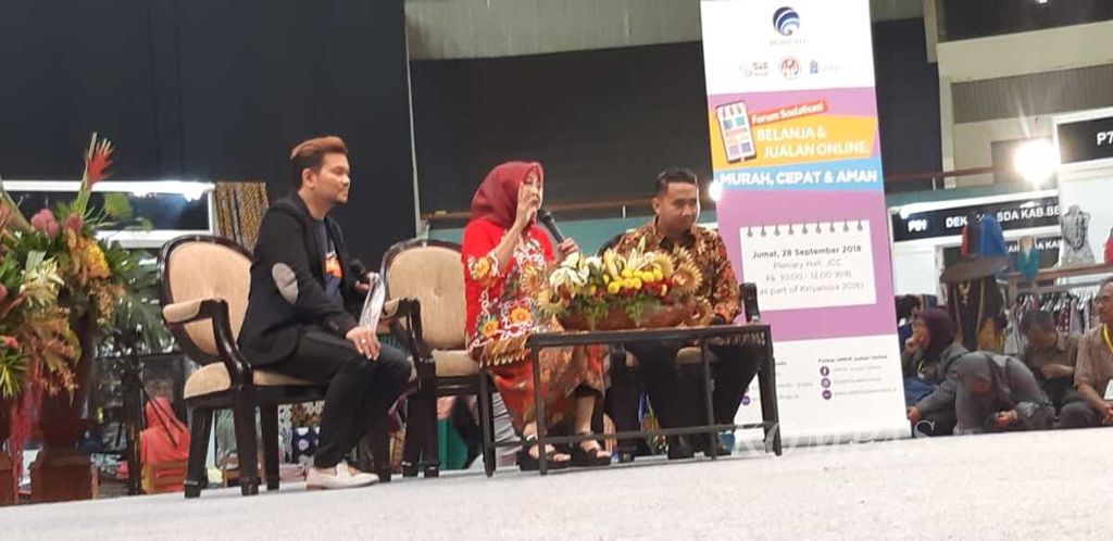 Suasana Forum Sosialisasi Belanja dan Jualan Online di Jakarta, Jumat (28/9/2018).