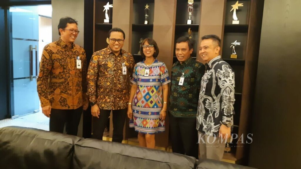 Sebagian jajaran direksi Bank Tabungan Negara dalam diskusi dengan media, Selasa (3/9/2019), di Jakarta. 