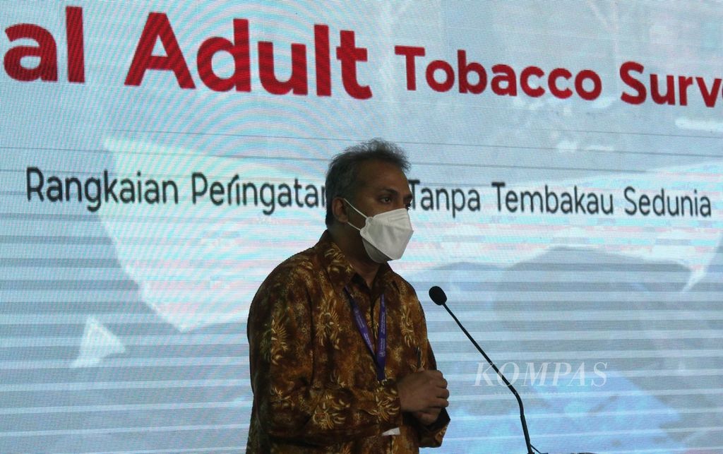 Perwakilan Organisasi Kesehatan Dunia (WHO) untuk Indonesia N Paranietharan menghadiri Peluncuran Data Hasil Global Adult Tobacco Survey (GATS) 2021 dalam Hari Tanpa Tembakau Sedunia 2022 di Gedung Kementerian Kesehatan, Jakarta, Selasa (31/5/2022). 
