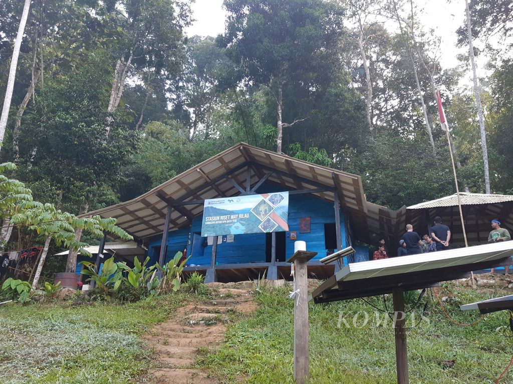 Suasana di Pusat Riset Way Rilau yang berada di dalam Hutan Lindung Batutegi, Lampung, Minggu (17/9/2023). Kehadiran pusat riset itu diharapkan dapat mendorong kegiatan penelitian di Hutan Lindung Batutegi. 