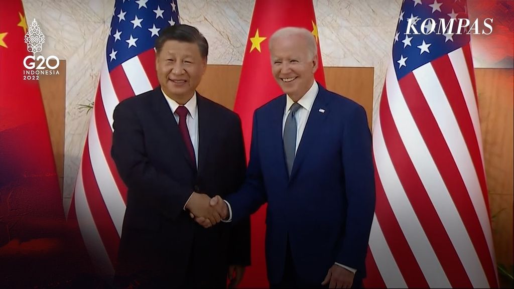 Presiden Amerika Serikat Joe Biden dan Presiden China Xi Jinping melakukan pertemuan bilateral menjelang KTT G20 di Nusa Dua, Bali, Senin (14/11/2022).