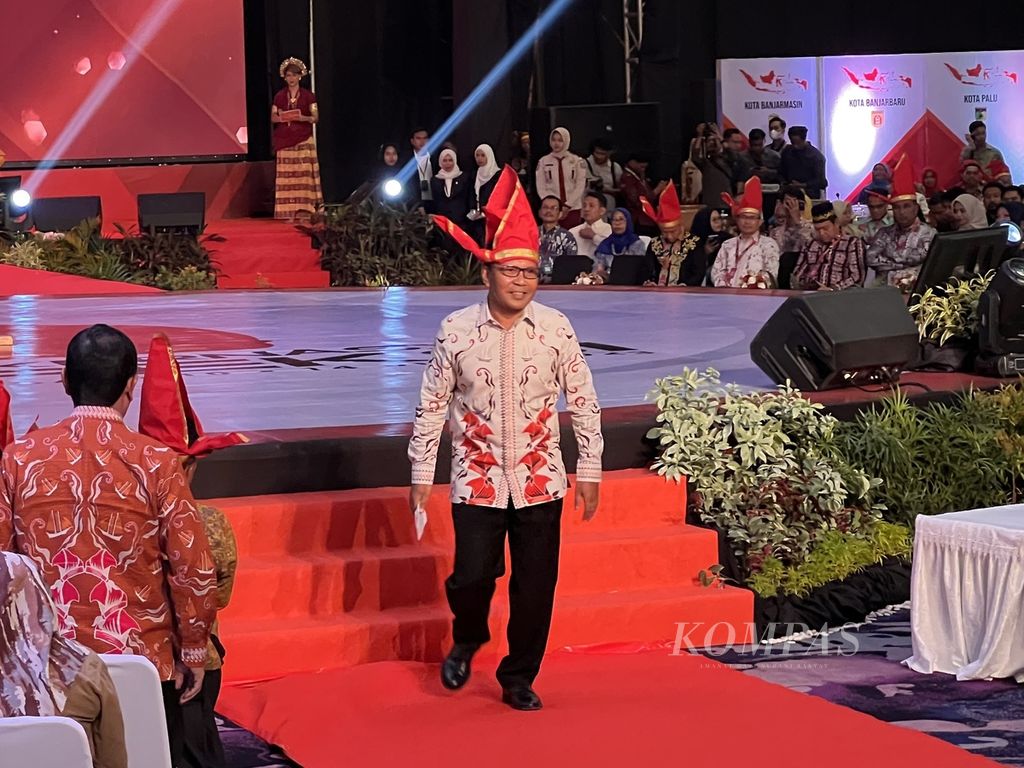Wali Kota Makassar M Ramdhan Pomanto seusai memberi sambutan pada Rakernas XVI Apeksi di Makassar, Rabu (12/7/2023).
