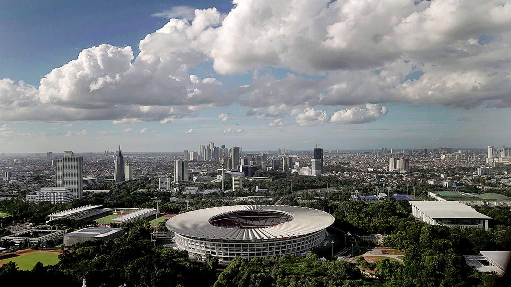 Kawasan Gelora Bung Karno, Senayan, Jakarta, yang akan dijadikan ajang penyelenggaraan Asian Games 2018, Jumat (16/2) 