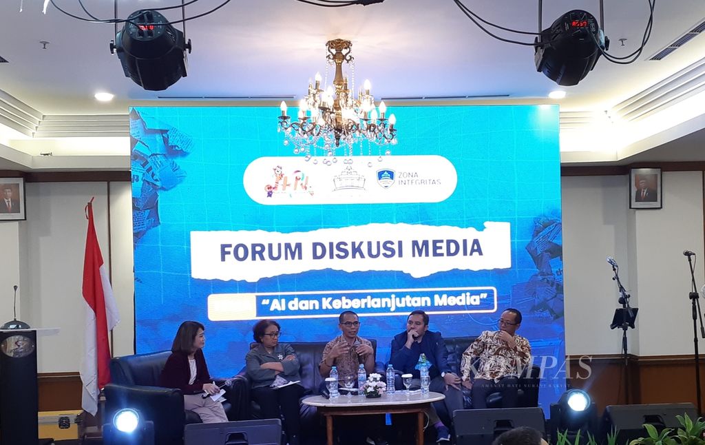 Suasana diskusi AI dan Keberlanjutan Media di Jakarta, Senin (29/1/2024).