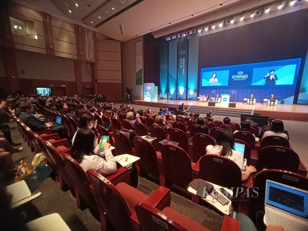 Suasana acara pembukaan Jeju Forum ke-17 di Jeju, Korea Selatan, Kamis (15/9/2022).