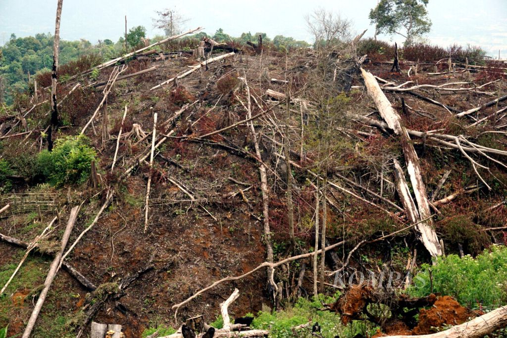 The damage to the forest within Gunung Leuser National Park, Southeast Aceh, Aceh Province, has decreased the environmental carrying capacity. The loss of forest cover triggers ecological disasters.