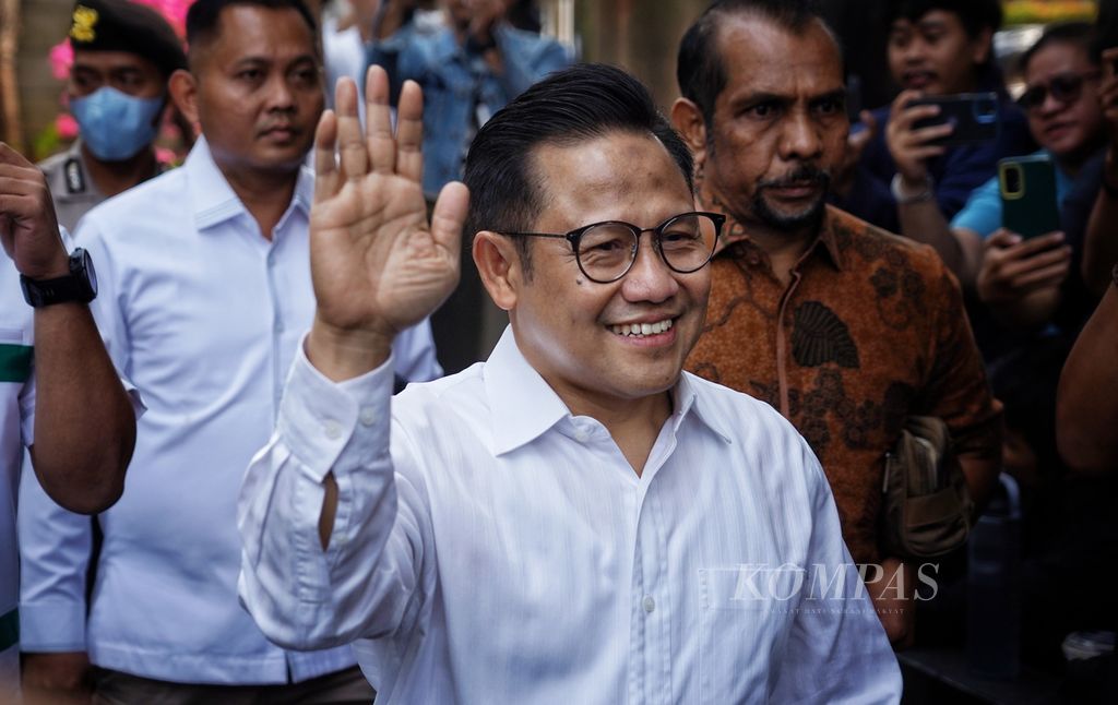 Ketua Umum Partai Kebangkitan Bangsa Muhaimin Iskandar hadir di Gedung Komisi Pemberantasan Korupsi, Jakarta, Kamis (7/9/2023).