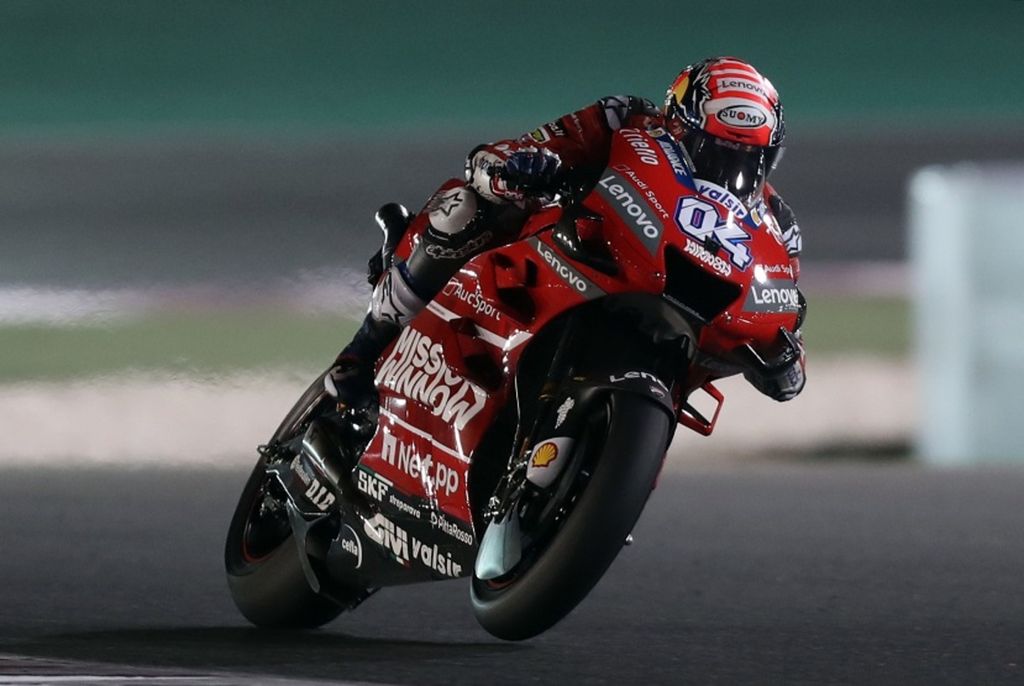 Pebalap Ducati, Andrea Dovizioso, menjuarai seri pertama MotoGP di Sirkuit Losail, Qatar, Minggu (10/3/2019). Andrea Dovizioso yang kini bergabung dalam tim satelit RNF Yamaha menjadi pebalap tertua pada musim 2022 menggantikan Valentino Rossi.
