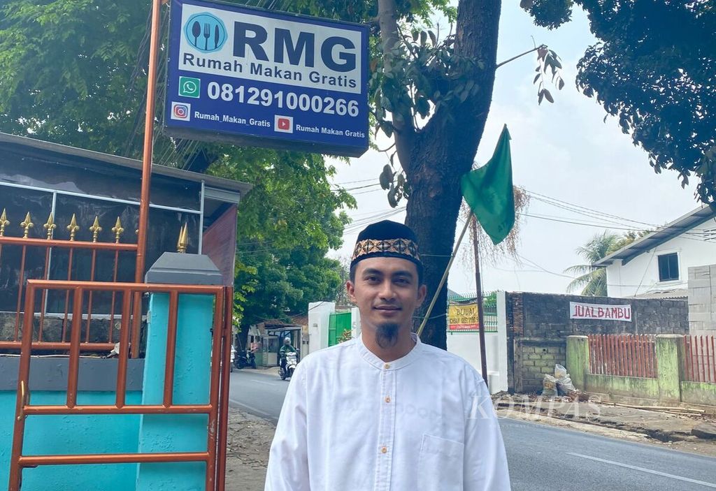 Aditya Prayoga, pemilik Rumah Makan Gratis, di Jakarta Timur, Rabu (20/9/2023).