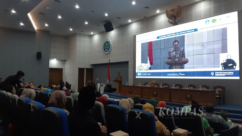 Sambutan Rektor Universitas Negeri Malang Hariyono dalam acara bedah buku pentingnya pendidikan inklusif, Kamis (11/5/2023).