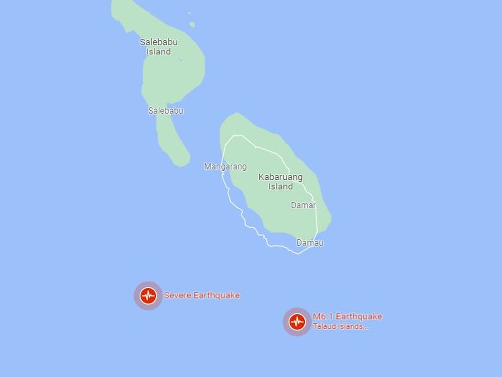 Lokasi gempa bumi di Kepulauan Talaud.