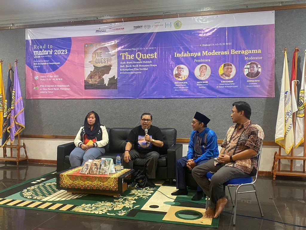 Diskusi<i> road to </i>Madani International Film Festival 2023 di Sekolah Tinggi Agama Islam (STAI) Al-Aqidah Al Hasyimiyyah, Jakarta Timur, Sabtu (27/5/2023).