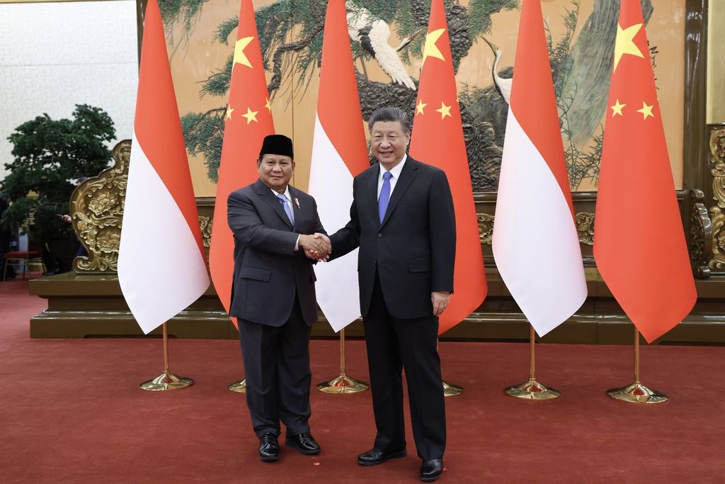 Presiden China Xi Jinping menerima Menteri Pertahanan RI Prabowo Subianto, Senin (1/4/2024) di Beijing, China.