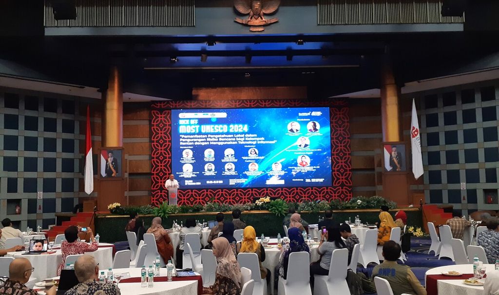 Suasana Kick Off MOST UNESCO 2024: ”Pemanfaatan Pengetahuan Lokal dalam Pengurangan Risiko Bencana bagi Kelompok Rentan dengan Menggunakan Teknologi Informasi”, di Jakarta, Selasa (27/2/2024).