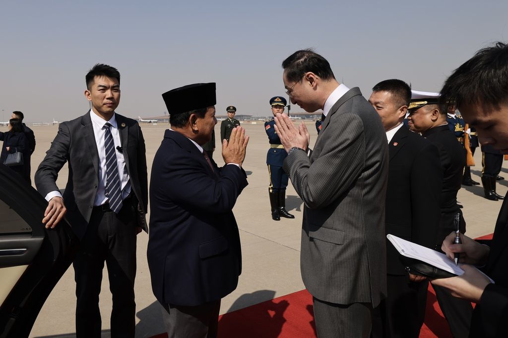 Menteri Pertahanan, yang juga presiden RI terpilih, Prabowo Subianto tiba di Beijing, China, Minggu (31/3/2024), untuk memenuhi undangan Pemerintah China.