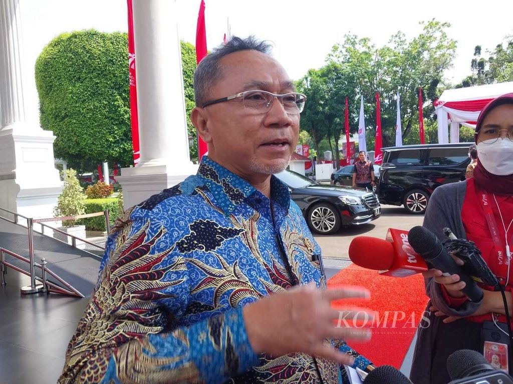 Menteri Perdagangan Zulkifli Hasan di kompleks Istana Kepresidenan, Jakarta, Kamis (18/8/2022).