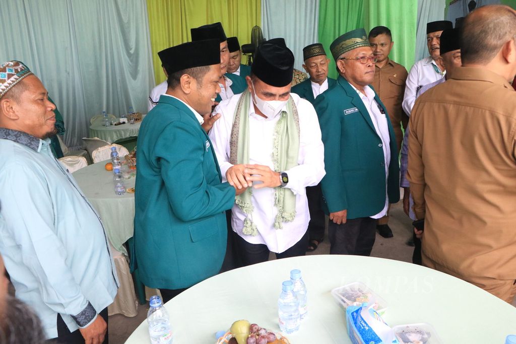 Gubernur Sumatera Utara Edy Rahmayadi pamit kepada Pengurus Wilayah Al-Washliyah Sumut di Medan, Senin (4/9/2023). Di hari-hari terakhir masa jabatannya yang akan berakhir pada Selasa (5/9/2023), Edy bersilaturahmi dengan berbagai organisasi kemasyarakatan. 