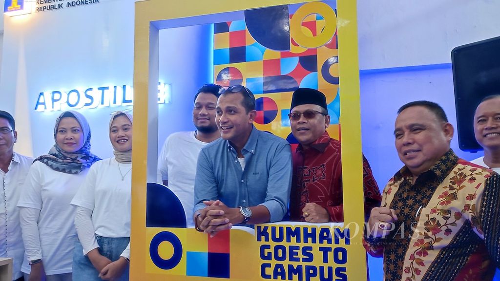 Tangkapan layar Wakil Menteri Hukum dan Hak Asasi Manusia Edward Omar Sharif Hiariej kdalam acara "Kumham Goes to Campus 2023" d Universitas Mulawarman di Samarinda, Kalimantan Timur, Kamis (8/6/2023).