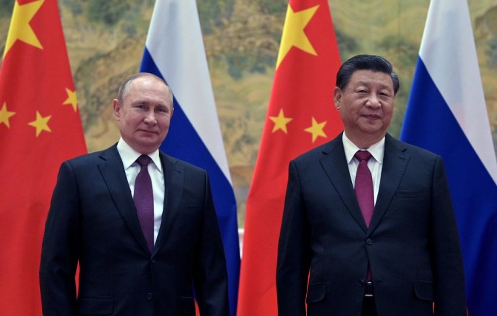 Presiden Rusia Vladimir Putin dan Presiden China Xi Jinping bertemu di Beijing pada 4 Februari 2022. 