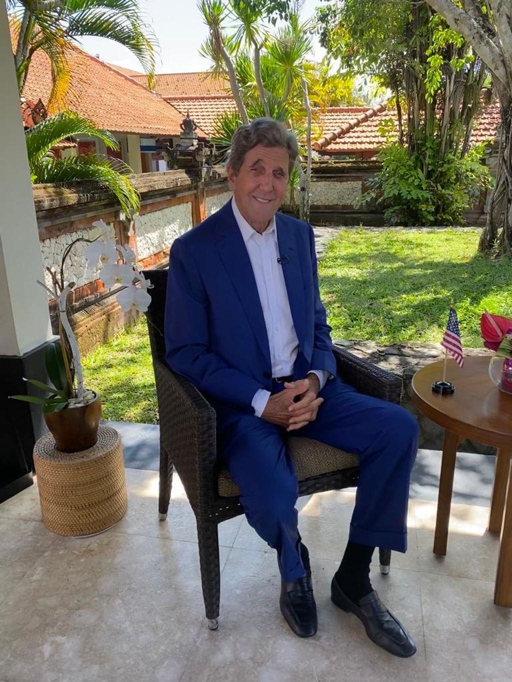 Utusan Khusus Presiden Amerika Serikat untuk Urusan Iklim, John Kerry, berada di Nusa Dua, Bali guna menghadiri pertemuan para menteri lingkungan hidup G20 pada hari Kamis (1/9/2022).