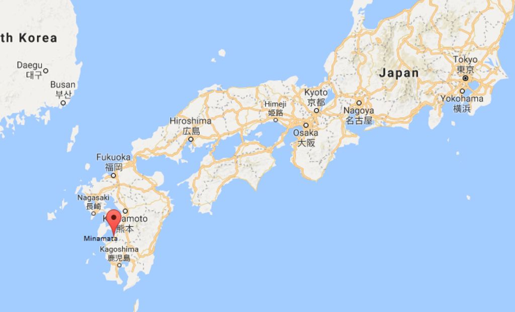 Peta lokasi Minamata, Jepang