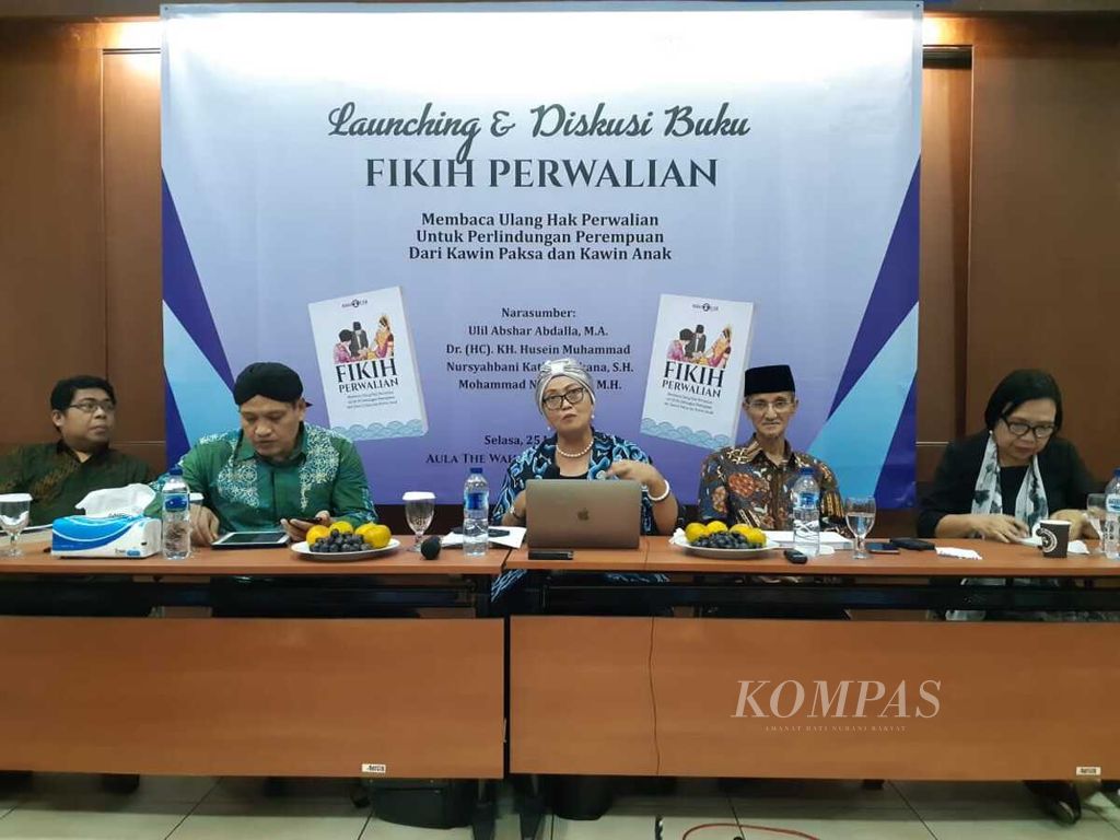 Suasana Peluncuran dan Diskusi Buku Fikih Perwalian: Membaca Ulang Hak Perwalian untuk Perlindungan Perempuan dari Kawin Paksa dan Kawin Anak di Aula The Wahid Institute, Matraman, Jakarta, Selasa (25/6/2019). 
