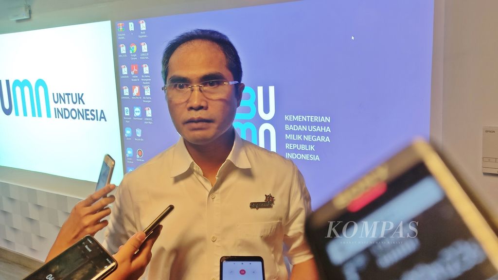 Direktur Utama PT Bio Farma (Persero) Honesti Basyir di Kementerian BUMN, Jakarta, Senin (22/8/2022). Honesti mengatakan, Bio Farma, sebagai perusahaan induk BUMN farmasi, siap berinvestasi demi meningkatkan daya saing perusahaan.