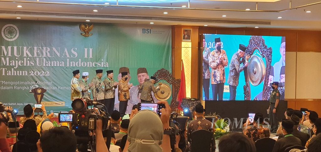 Wakil Presiden Ma’ruf Amin membuka Musyawarah Kerja Nasional (Mukernas) Ke-2 Majelis Ulama Indonesia (MUI), Kamis (8/12/2022), di Jakarta.