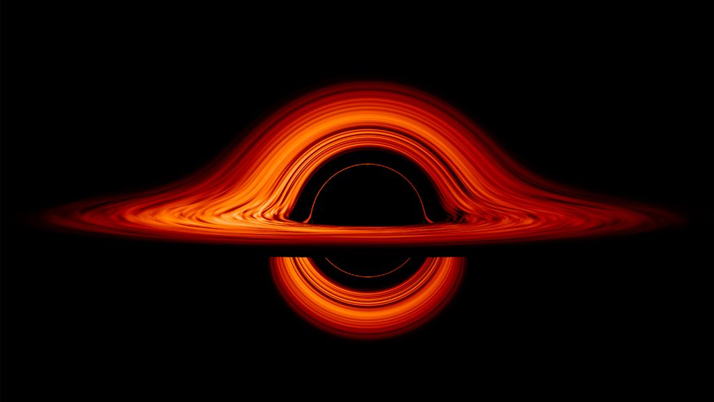 Pemodelan cahaya yang berasal dari berbagai bagian di piringan akresi atau cakram yang mengelilingi lubang hitam akan dibelokkan saat mendekati lubang hitam. Gravitasi ekstrem lubang hitam mengubah jalur cahaya yang datang.