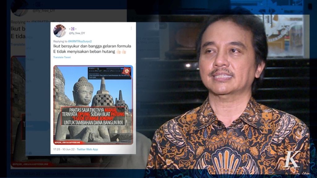 Mantan Menteri Pemuda dan Olahraga Roy Suryo bersama kuasa hukumnya, Kamis (16/6/2022) malam, mendatangi Polda Metro Jaya untuk melaporkan tiga akun yang diduga mengedit dan menyebarluaskan unggahannya mengenai Candi Borobudur di media sosial.