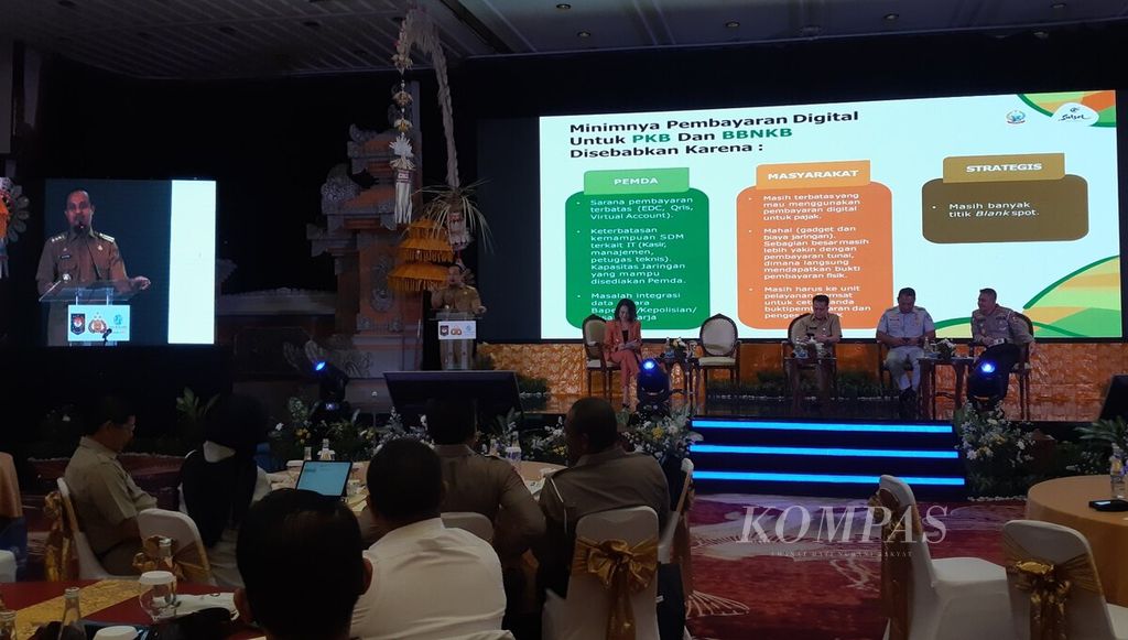 Korlantas Polri bersama Kementerian Dalam Negeri dan PT Jasa Raharja, Rabu (24/8/2022), menggelar Rapat Koordinasi Pembina Samsat Tingkat Nasional 2022 di Kuta, Badung, Bali. 