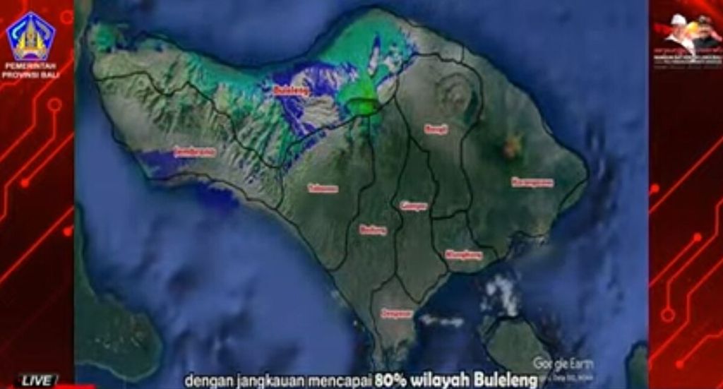 Tangkapan layar tayangan video presentasi dari acara pencanangan pembangunan Taman Teknologi Turyapada Tower di Desa Pegayaman, Buleleng, Bali, Sabtu (23/7/2022).