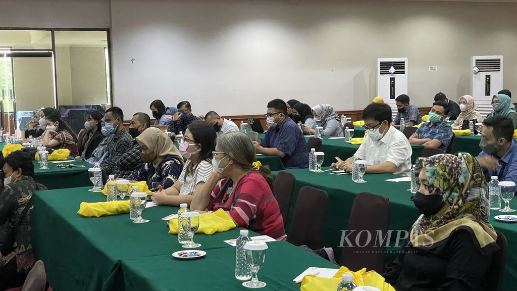 Peserta bimbingan teknis  IKI yang diselenggarakan Kementerian Perindustrian di Bandung, Jawa Barat, Selasa (8/11/2022).