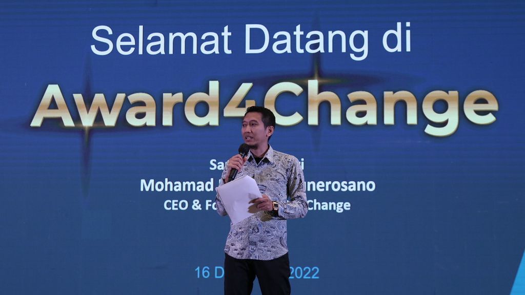 Managing Director Waste4Change Bijaksana Junerosan saat acara Award4Change 2022 dan diskusi “Mengupas ESG dan Potensi Investasi hijau di Indonesia” melalui daring, Jakarta, Jumat (16/12/2022).