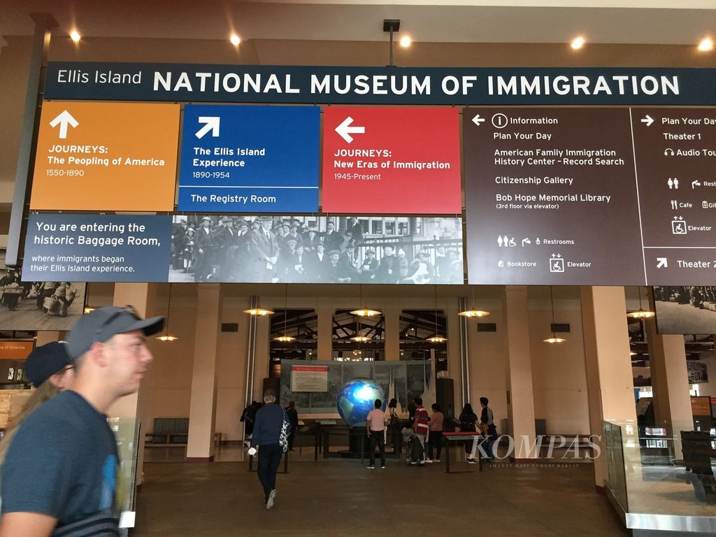 Museum Nasional Imigrasi yang terletak di Pulau Ellis di New York, Amerika Serikat, Minggu (25/9/2022).