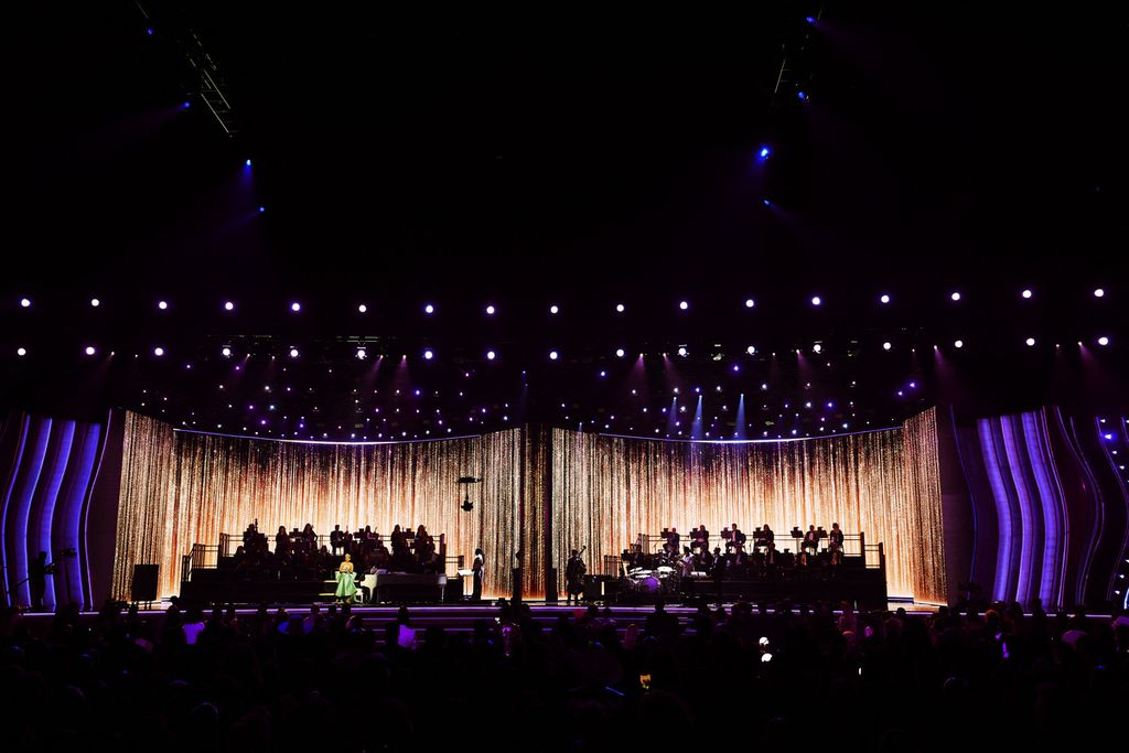 Penampilan Lady Gaga di ajang Grammy Awards Ke-64 di Las Vegas, Amerika Serikat, Senin (4/4/2022) pagi WIB. 