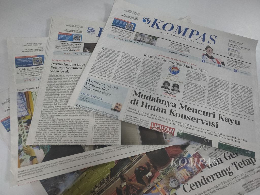Harian Kompas menjelang usia 58 tahun. Sebagai salah satu media nasional tertua, Kompas merekam berbagai momen dalam perjalanan 77 tahun Republik Indonesia.