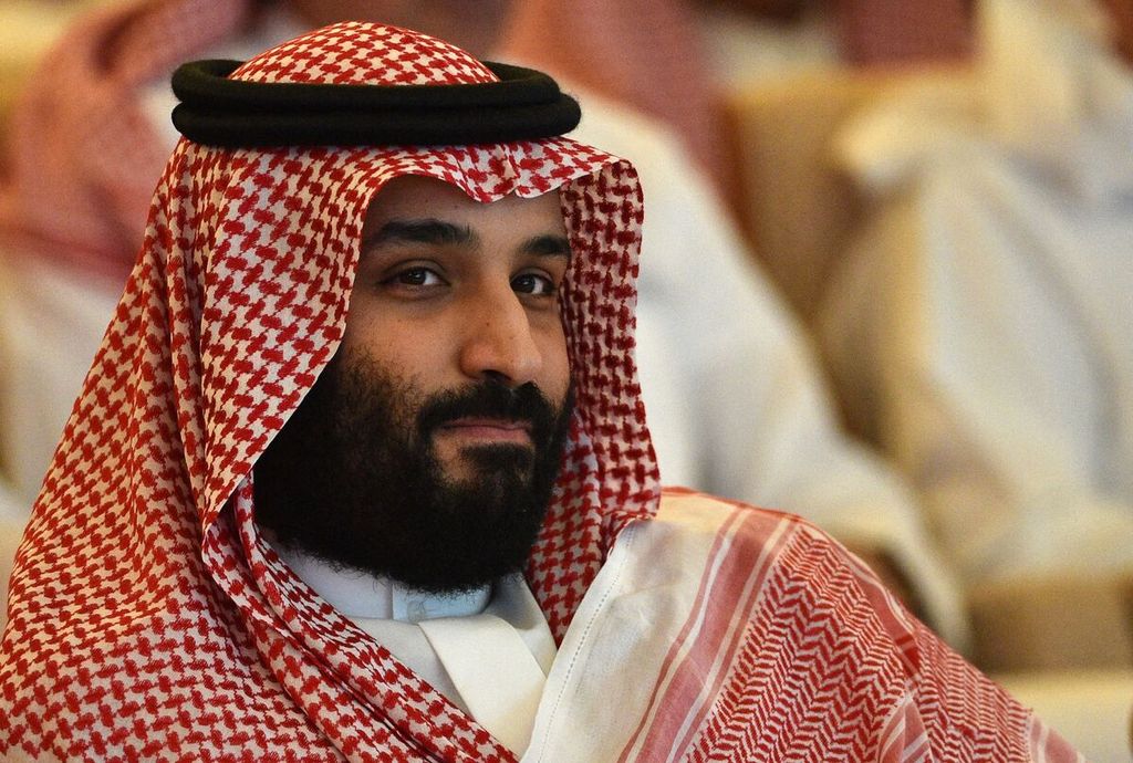 Putra Mahkota Kerajaan Arab Saudi Mohammed bin Salman menghadiri konferensi Future Investment Initiative  di Riyadh, 23 Oktober 2018. 